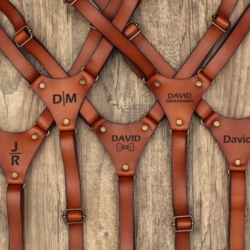 Personalized Leather Suspender for Men Groomsmen Gifts Etsy