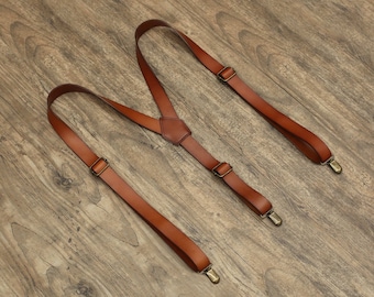 Personalized Rustic Wedding Suspenders Groomsmen Brown Leather Suspenders Mens Rustic Wedding Suspenders Boys Suspenders Ring Bearer