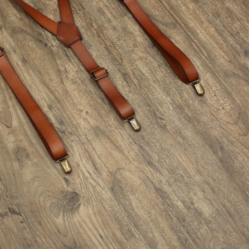 Personalized Rustic Wedding Suspenders Groomsmen Brown