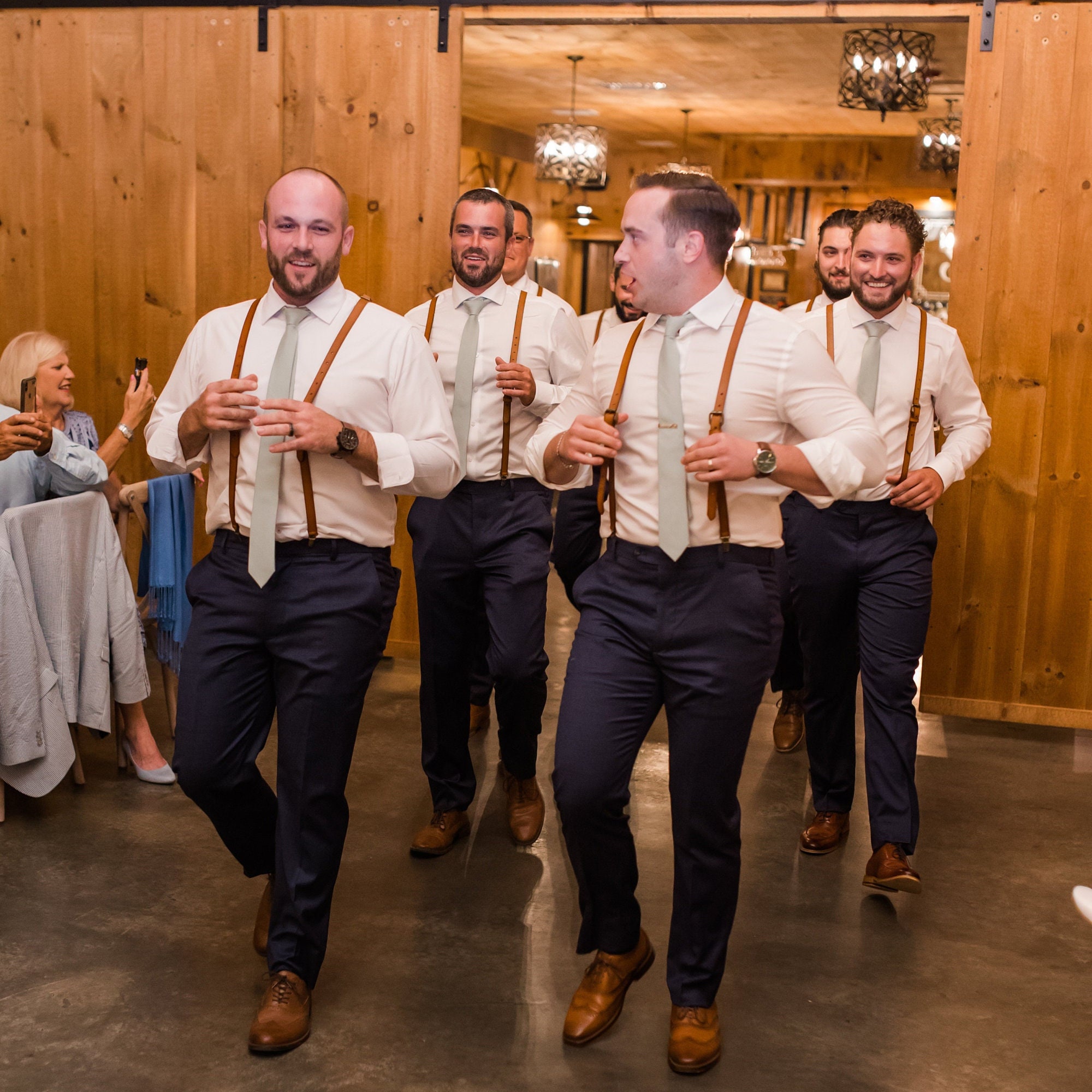 Groomsmen wearing suspenders cheap
