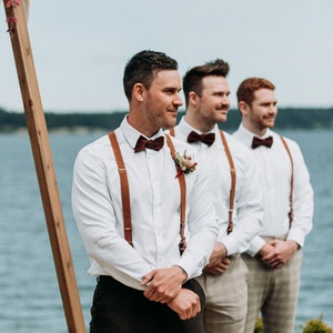 Echtes Leder Hosenträger Männer braune Hosenträger Hochzeit Hosenträger Herren Hosenträger Groomsmen Hosenträger Rustikale Hosenträger