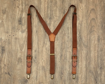 Genuine leather suspenders men brown suspenders Wedding Suspenders Mens Suspenders Groomsmen Suspenders Rustic Suspenders Rustic Wedding