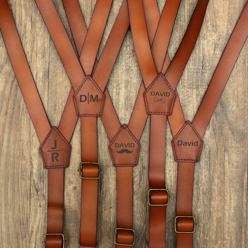 Genuine leather suspenders men brown suspenders Wedding Suspenders Mens Suspenders Groomsmen Suspenders Rustic Suspenders Rustic Wedding image 1