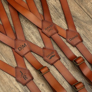 Genuine leather suspenders men brown suspenders Wedding Suspenders Mens Suspenders Groomsmen Suspenders Rustic Suspenders Rustic Wedding image 9