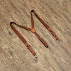 Genuine leather suspenders men brown suspenders Wedding Suspenders Mens Suspenders Groomsmen Suspenders Rustic Suspenders Rustic Wedding image 3