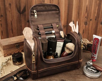 Personalized Leather Dopp Kit – Laser Engraved Men’s Toiletry Bag, Full Grain, Gift for Him, Groomsmen