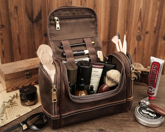 Personalized Leather Dopp Kit – Laser Engraved Men’s Toiletry Bag, Full Grain, Gift for Him, Groomsmen