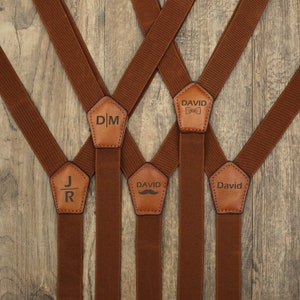 Genuine leather suspenders men brown suspenders Wedding Suspenders Mens Suspenders Groomsmen Suspenders Rustic Suspenders Rustic Wedding image 1