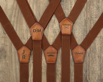 Genuine leather suspenders men brown suspenders Wedding Suspenders Mens Suspenders Groomsmen Suspenders Rustic Suspenders Rustic Wedding