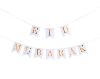 Eid Mubarak Banner, Eid Mubarak Bunting, Eid Decorations, Eid Bunting, Bunting Black and Gold, Krescent Krafts, Eid Party Supplies, Eid