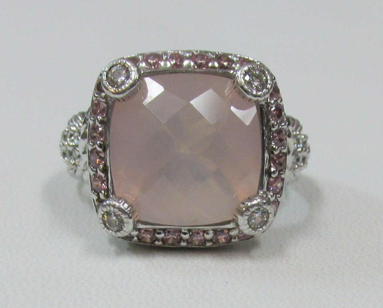 Judith Ripka Rose Quartz Pink Stone CZ Sterling Silver Ring | Etsy