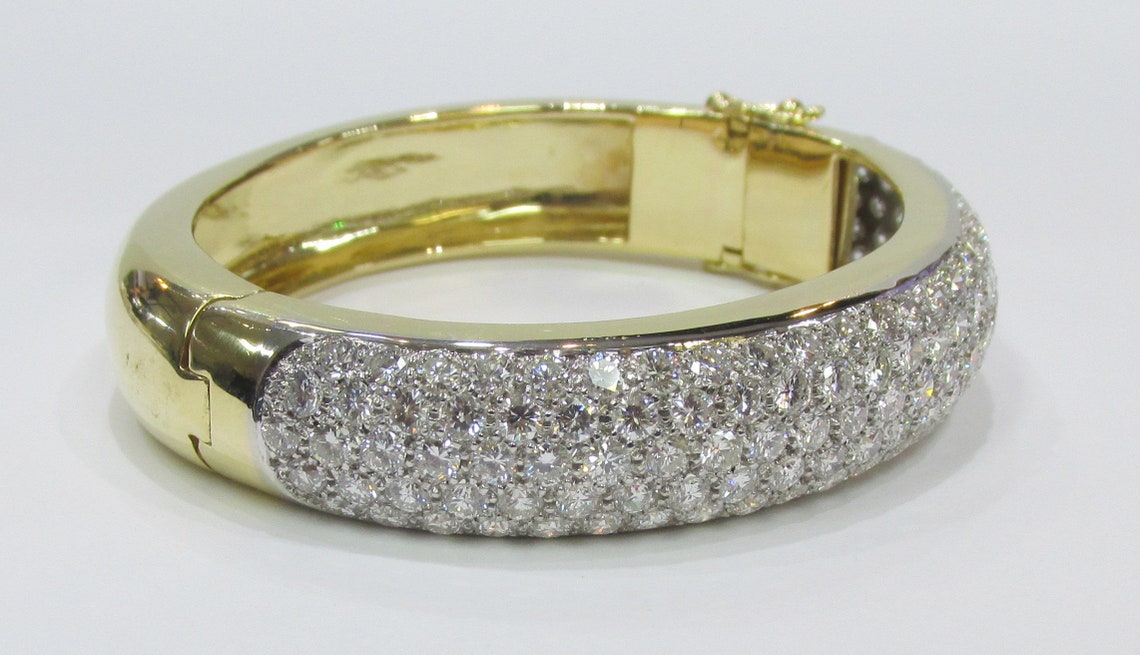 Diamond 18K YG Bangle Bracelet  Etsy
