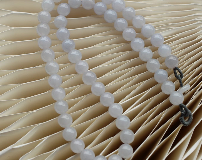 Light Purple Natural Myanmar Jadeite Jade Necklace/Purple gem bead necklace/Elegant neck jewelry/Healing stone choker/Birthday Anniversary