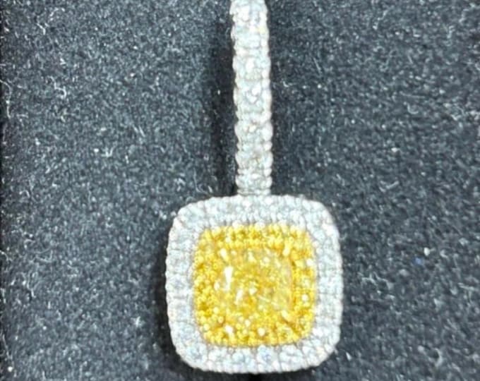 Custom dangle earrings -GIA certified yellow diamonds, yellow diamond and white diamond halo
