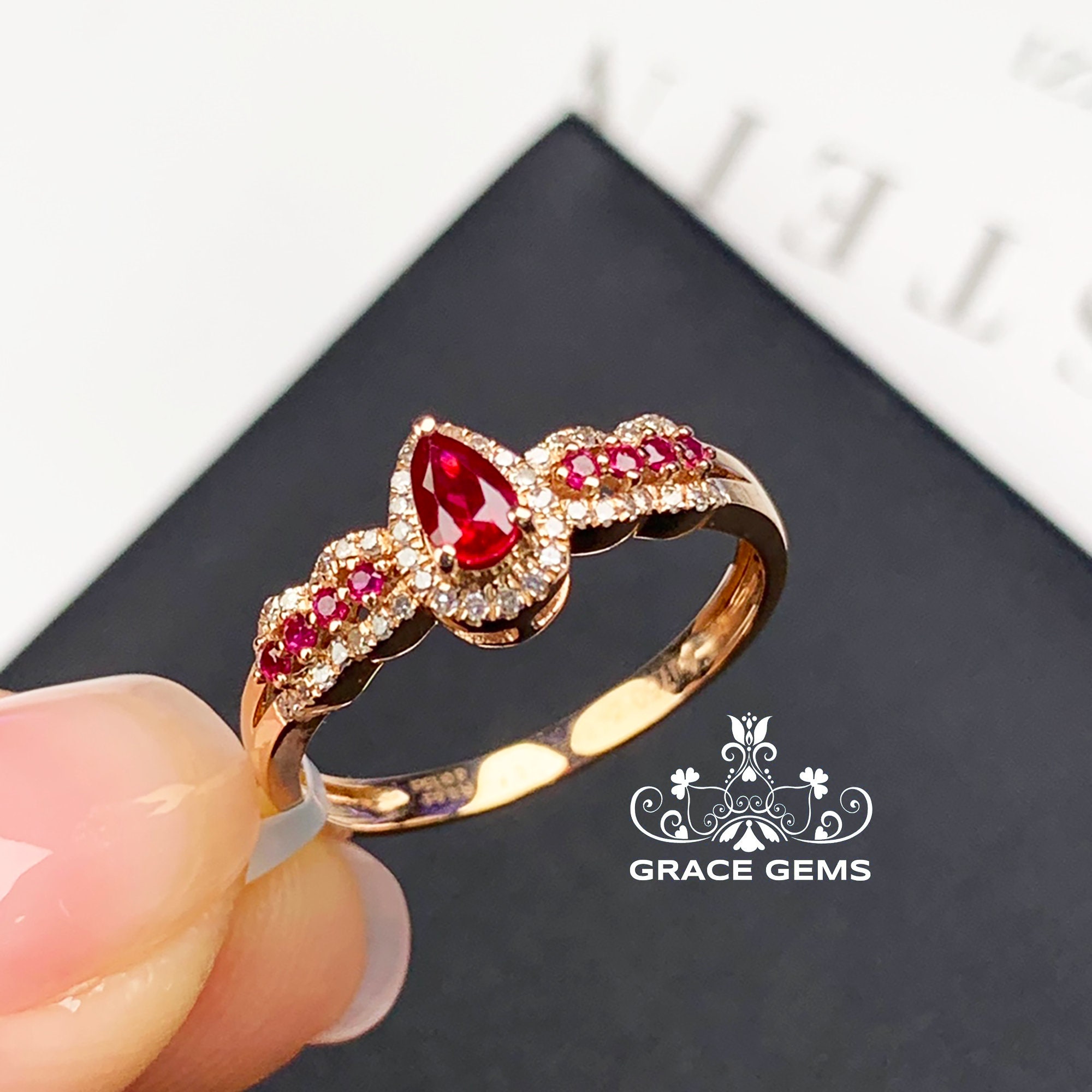 Buy Mozambique Genuine Ruby Ring/natural 18k Gold Ruby Ring/diamond Halo Ruby  Ring/real Ruby Engagement Ring/handmade Ruby Ring for Her Wedding Online in  India - Etsy
