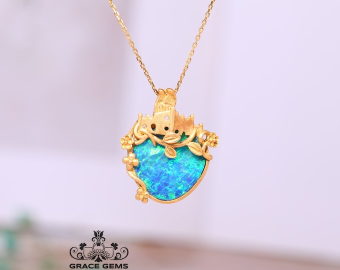 Unique Australian Black Opal Pendant in 18k gold&diamonds/Boulder Opal Necklace/Anniversary Birthday Choker/One of a kind opal jewelry gift