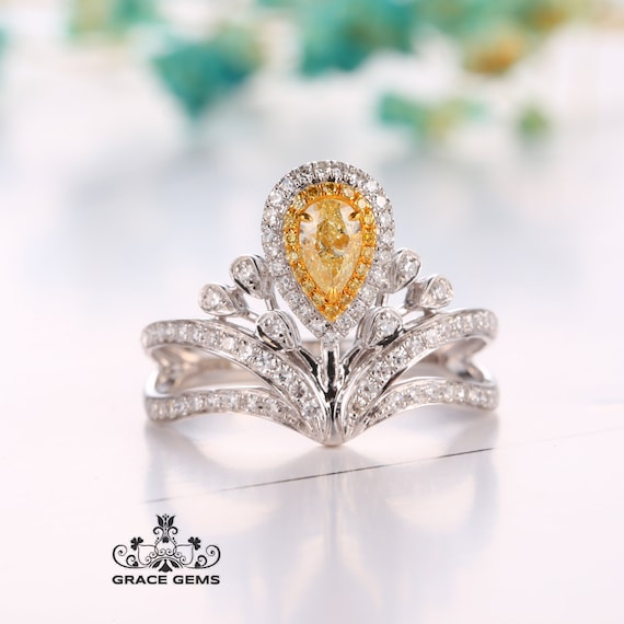 Buy 0.75CT Diamond Crown Wedding Band Chevron Ring V Shaped Anniversary  Bands Crisscross Rings Art Deco Platinum 18K 14K White Yellow Rose Gold  Online in India - Etsy
