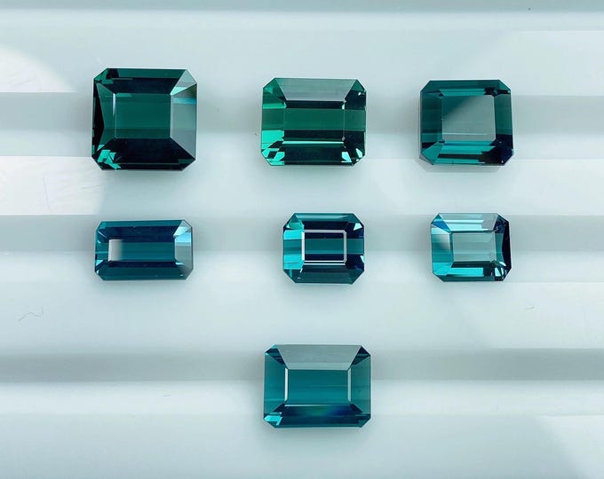 Custom order for Asha-18k white gold, 5ct green-blue tourmaline ring, diamond paved, D color, VS diamonds will be used.
