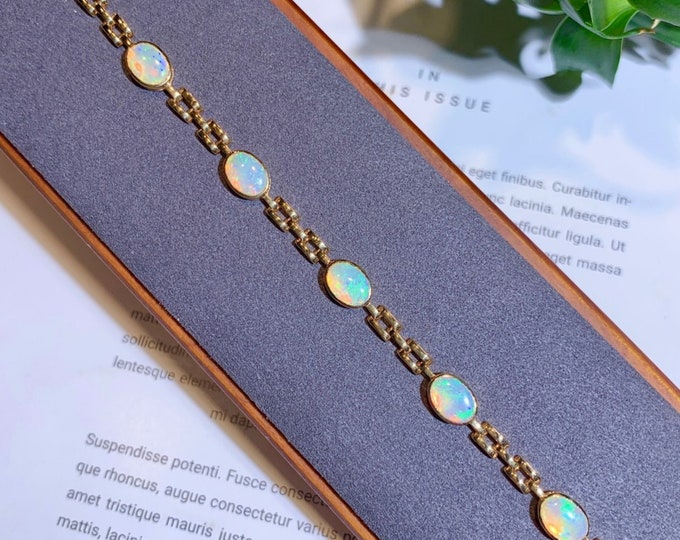 18k solid rose gold natural Australian opal bracelet with diamonds/Unique opal bracelet in rose gold/1rst 10th anniversary opal gift for her