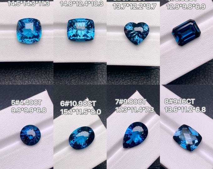 Natural London blue topaz loose stones for custom orders/unique chunky topaz/personalized jewelry gem/handmade fine custom jewelry gift
