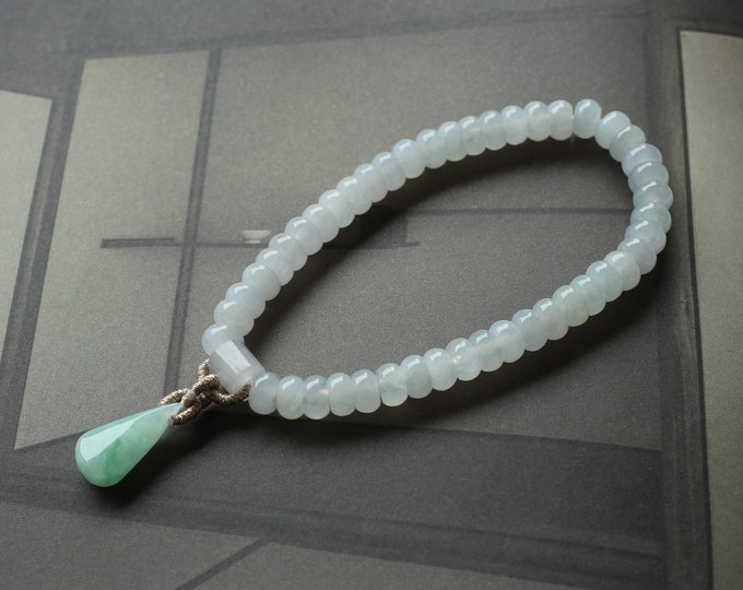 Real Burmese Jadeite jade bracelet with jade pendant/Natural multi color beaded jade bracelet/Handmade bracelet/One of a kind unique gift