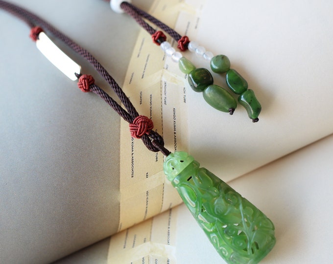 Unique hand carved natural Canadian Jade pendant/Real Jade essential oil diffuser/Custom jade pendent for women/Hand made jade jewelry