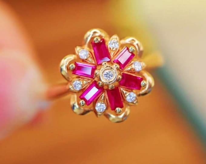 18k rose gold Mozambique real ruby ring/antique ruby ring/art deco ring ruby/genuine ruby ring/custom ruby ring/14k gold ruby ring for her
