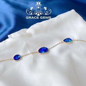 18K gold Natural Australian Opal Bracelet/Raw Jewelry/Graduation Gift for Long Distance Best Friend/Anniversary Going Away Goodbye Gift