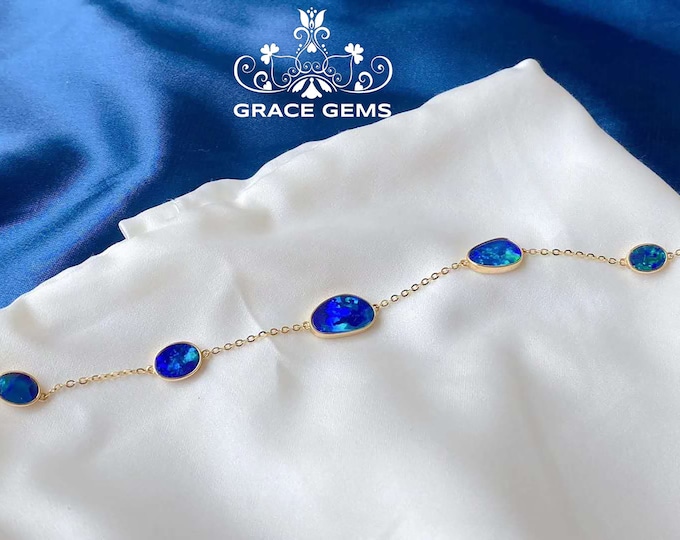 18K gold Natural Australian Opal Bracelet/Raw Jewelry/Graduation Gift for Long Distance Best Friend/Anniversary Going Away Goodbye Gift