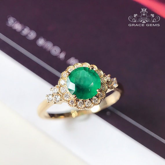 Bague Cocktail Or 18 Carats - Forme Serpent Avec émeraude Et Diamants (0.06ct) - 3.15g - Taille 55