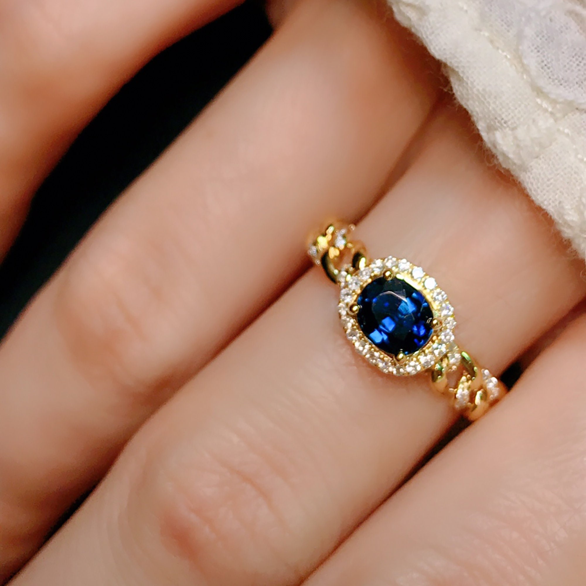 Unique kk Solid Yellow Gold Natural Untreated Royal Blue Etsy