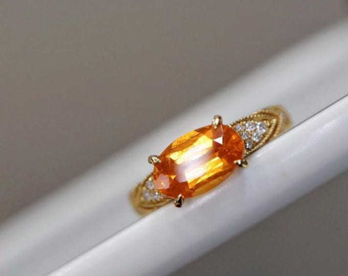 18k Gold Vintage Natural Fanta ring/Handmade orange garnet wedding band/Bugirati Fanta Ring/Unique fanta ring for her/Nature-inspired ring