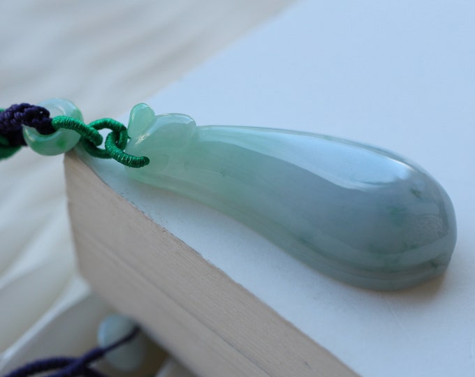 Unique Hand Carved Top Class Untreated Natural light purple Myanmar Jadeite Pendant/Viking Anniversary necklace/Egyptian wedding/Birthday