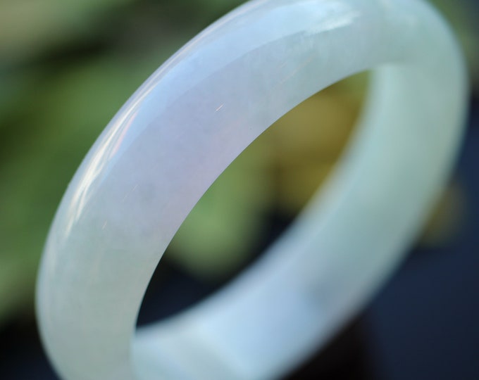High Class Untreated Natural Myanmar Icy Type Jadeite Bangle/Round Shape One of a Kind Unique Jadeite bangle/Anniversary gift for her/A
