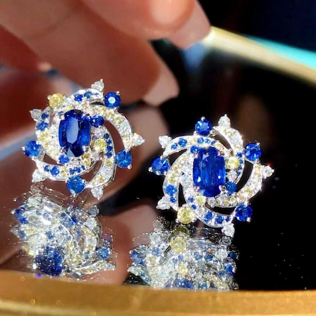 Sapphire & 18k Gold Limited Edition Medallion Stud Earrings main image 1