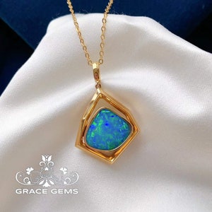 18K/14k Gold Natural Australian Opal Pendant/Raw Opal Choker/Boulder Fire opal necklace/Mexican Dragon Breath Fire Opal/Thanks giving gift