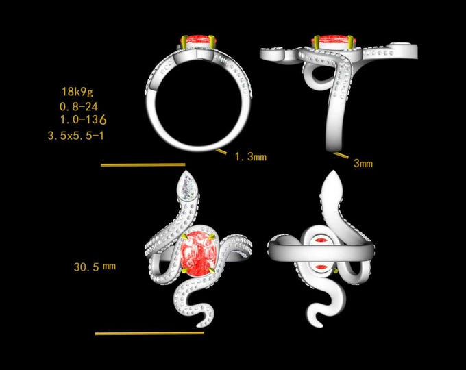 The price difference for remaking the snake ring with diamonds paved all along the band