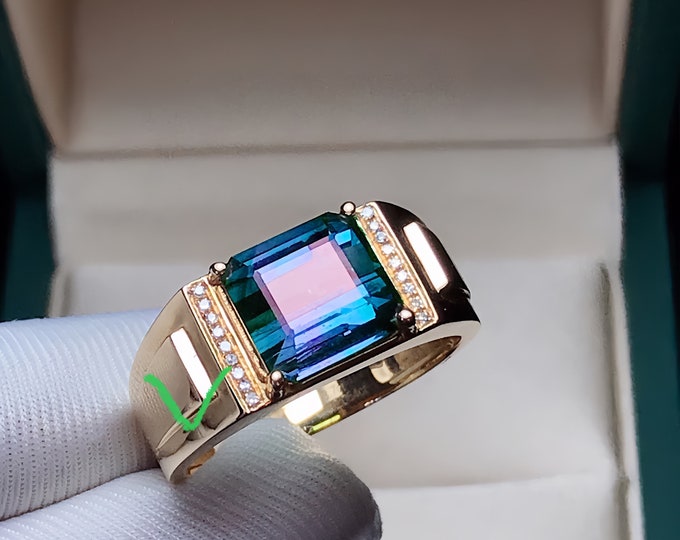 custom bluish tourmaline mens ring for Jim