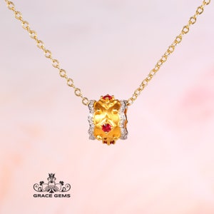 Unique Design Genuine Pigeon Blood Red Ruby Pendant in 18k gold diamonds/One of a kind Necklace/Anniversary Birthday Choker/Rubellite gift