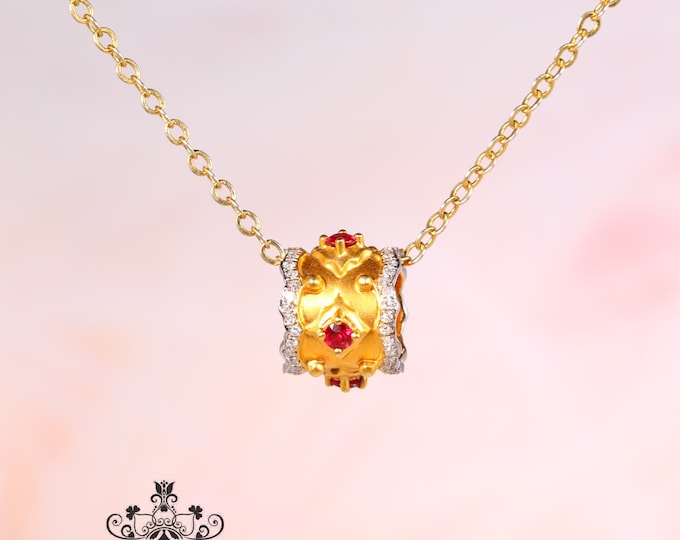 Unique Design Genuine Pigeon Blood Red Ruby Pendant in 18k gold diamonds/One of a kind Necklace/Anniversary Birthday Choker/Rubellite gift
