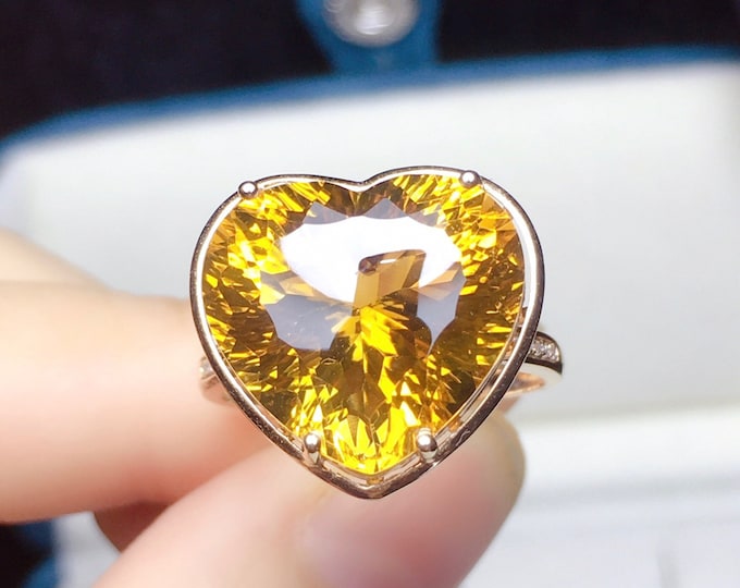 18k rose gold natural Citrine ring/Bezel engagement wedding ring with diamonds/0Citrine Promise ring/Gift for her/Birthday gift/Birthstone