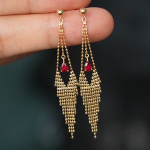 Vintage Ruby Chandelier Earrings: 18k Rose Gold Wedding Ruby Earrings/investment ruby,pigeon blood ruby,certified ruby,rare ruby,luxury fine