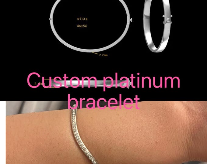 Custom Platinum Bangle Bracelet — Handmade bracelet with 2.5mm width and 16.5cm inner circumference. Total price: USD 2290