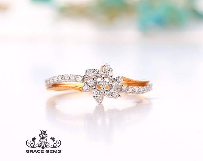Unique Design Custom Multi-stone Natural Diamonds Engagement Ring/Promise Band/Eternity Wedding Band/Anniversary Gift/Mother's Day/Birthday