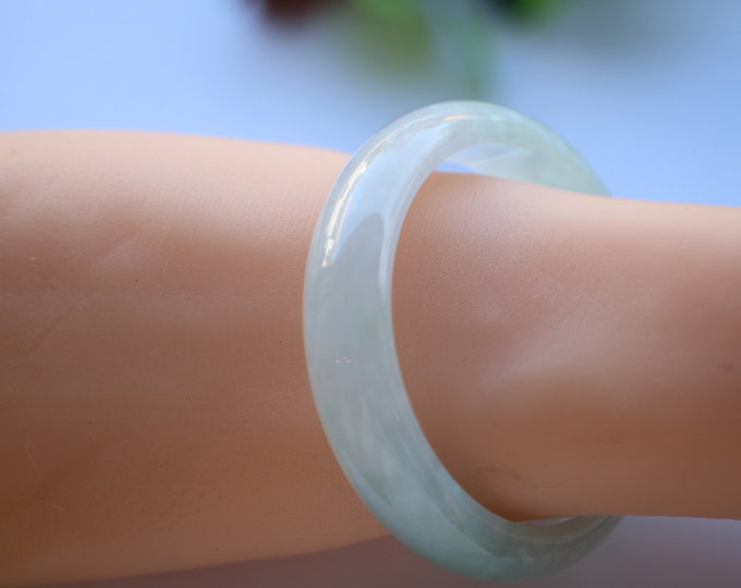 High Class Untreated Natural Myanmar Icy Type Jadeite Bangle/Round Shape One of a Kind Unique Jadeite bangle/Anniversary gift for her/A