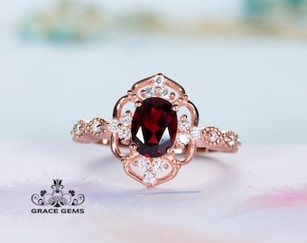 18k/14k rose gold pigeon blood red garnet engagement wedding ring/Promised ring/one of a kind gift for her/Garnet stacking ring /Celtic