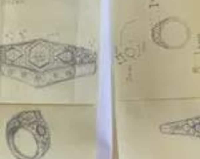 Custom Order – Custom Ring, Engraving, Padparadscha Sapphire, Diamonds, 7–8g Solid 18K Yellow Gold, Diamond Halo