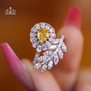 18k gold natural yellow sapphire engagement wedding ring/Twig Sapphire Promised one of a kind gift for her/September Birthstone/Alexandrite