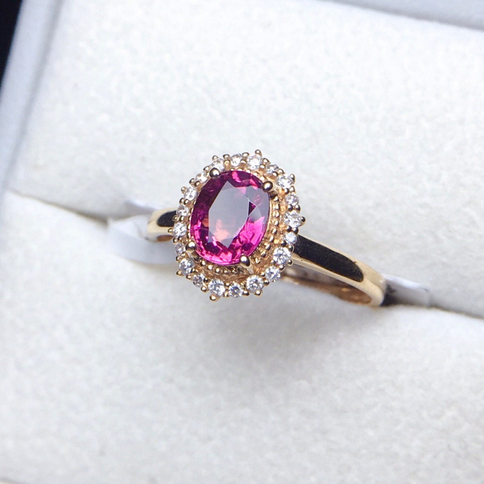 Pink Tourmaline Ring, Rose Gold Tourmaline Ring With Diamonds, Asymmetrical  Cluster Ring, Pink Engagement Ring -  Sweden