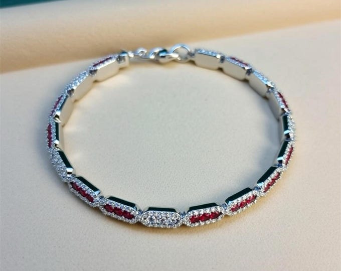 Custom Order – Pure Ruby Bracelet, No Diamonds – Payment Plan Starting at 300 Down-14k white gold